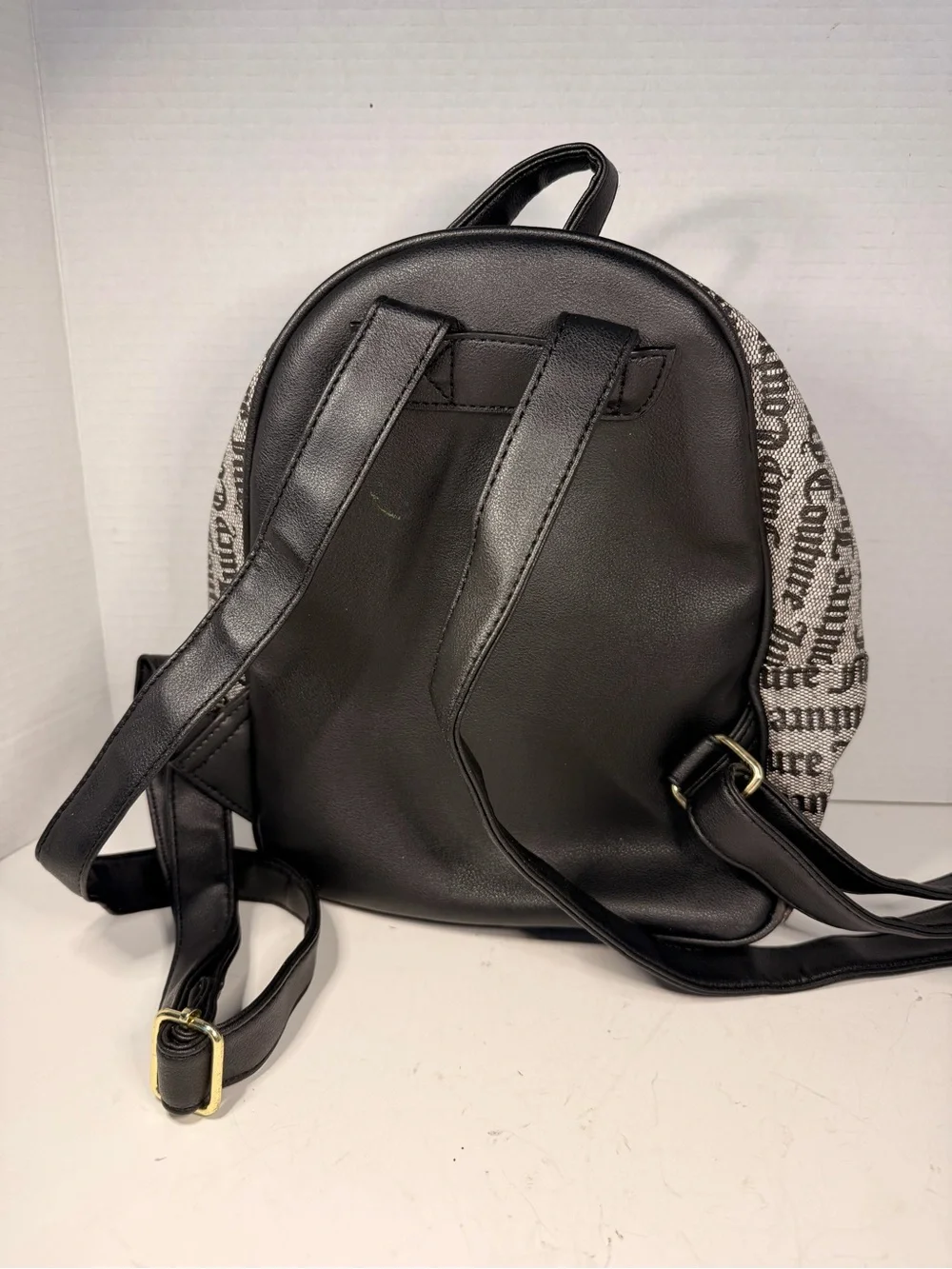 Juicy Couture Gothic Status Black and White Monogram Logo Mini Backpack